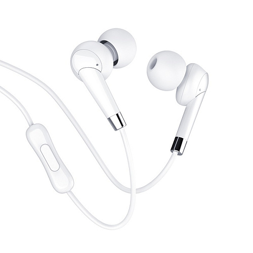 Проводные наушники M58 Amazing universal earphones with mic, hoco, белые