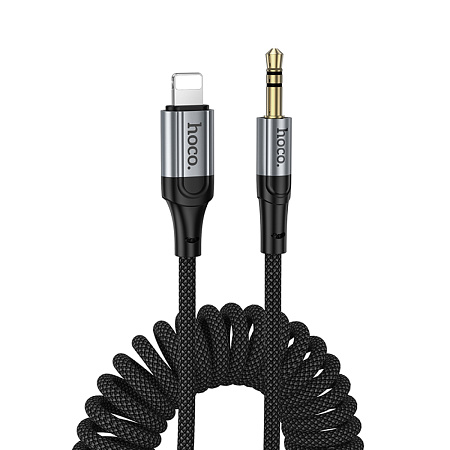AUX Audio кабель 3,5 мм на Lightning, UPA33A, HOCO, витой, длина 1,5 метр, черный
