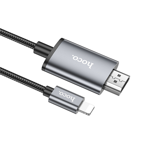 HDMI кабель на Lightning, UA27, HOCO, 2м, металлический серый