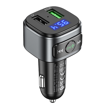 Bluetooth FM модулятор с Bluetooth, E67, HOCO, черный