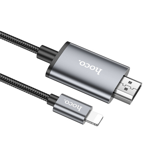 HDMI кабель на Lightning, UA27, HOCO, 2м, металлический серый