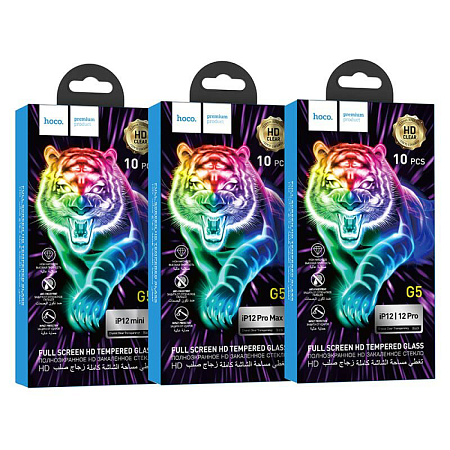 Защитное стекло на iPhone 12 Pro Max (6.7) G5, HOCO, Full screen silk screen HD tempered glass,черное