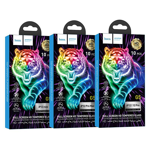 Защитное стекло на iPhone 12 Pro Max (6.7) G5, HOCO, Full screen silk screen HD tempered glass,черное