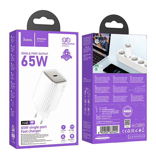 Сетевое зарядное устройство, 1 PD 65W (N48), HOCO, цвет белый