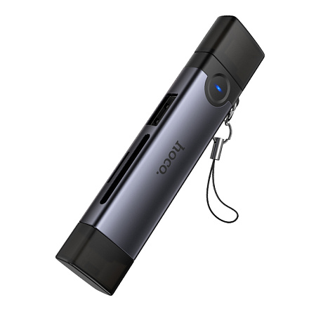 Картридер 3 в 1, Type-C/IP на SD/TF3.0+USB2.0, HB56B, HOCO, серый
