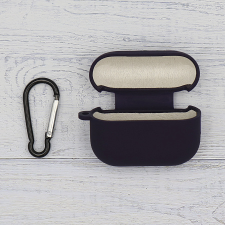Чехол силиконовый для Airpods Pro/Pro 2, X-CASE, темно-фиолетовый с карабином