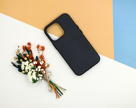 Чехол силиконовый для iPhone 13 Pro (6.1), Магнитный (MagSafe), экокожа, X-CASE, черный