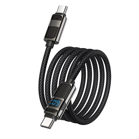 Кабель Type-C на Type-C, HOCO, U137, 60W, 1.2м, с дисплеем, черный