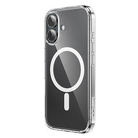 Чехол силиконовый для iPhone 16 Plus, Магнитный (MagSafe), HOCO, прозрачный