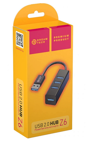 USB Hub на 4 Usb, Z6 Dream, черный