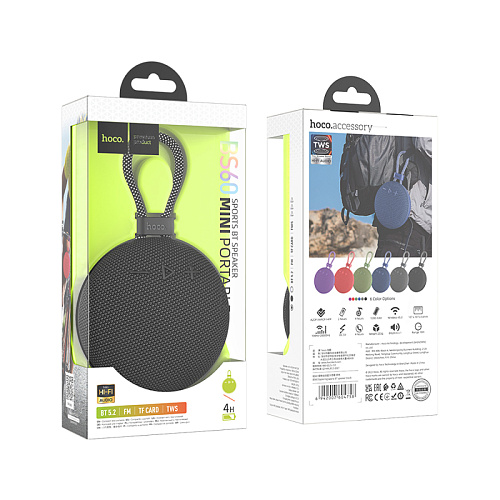 Колонка BS60 sports BT speaker mini portable с петлей, HOCO, черный