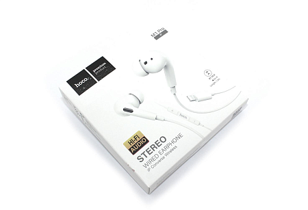 Проводные наушники M1 Pro, Lightning, HOCO, вакуумные с микрофоном, белые