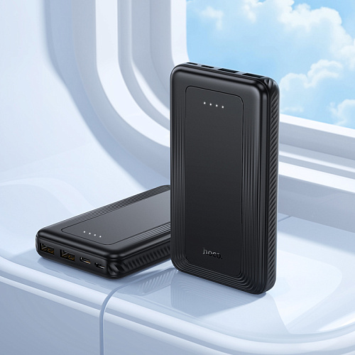 Универсальный Доп. Аккумулятор 10000mAh, J165, HOCO, 2 USB (5V/2.0A), черный