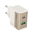 Сетевое зарядное устройство, 1 PD 20W + 1 USB 3.0 QC (CS71A), HOCO, белый