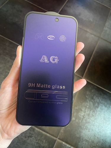 Защитное стекло на iPhone 15 Pro, Anti-blue ray матовый черный, X-CASE