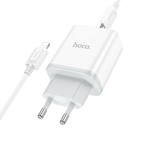 Сетевое зарядное устройство, 1 PD 20W (C104A), HOCO, Type-C to Lightning, белый