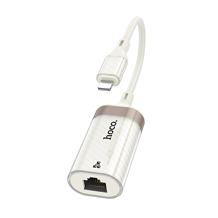Переходник с lightning на RJ45, UA41A, HOCO, сеть: 10/100Mbps, цвет белый