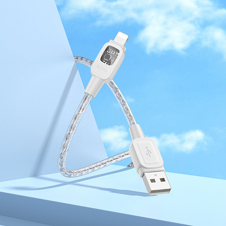 USB дата кабель Lightning, HOCO, U124, 1.2м, серый