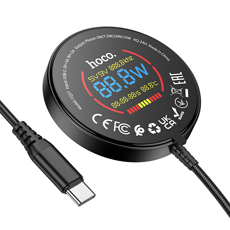 Беспроводное зарядное устройство, CQ17, HOCO, Magsafe с дисплеем и подсветкой, черный