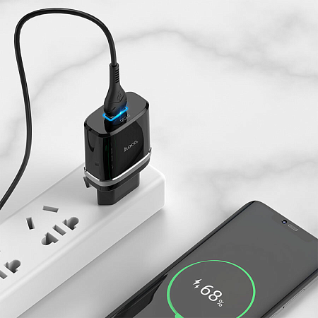 Сетевое зарядное устройство, 1 USB 3.0A (C12Q), HOCO, черный