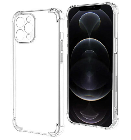 Чехол силиконовый для iPhone 14 Pro (6.1), усиленные края, с защитой камеры, X-CASE, прозрачный