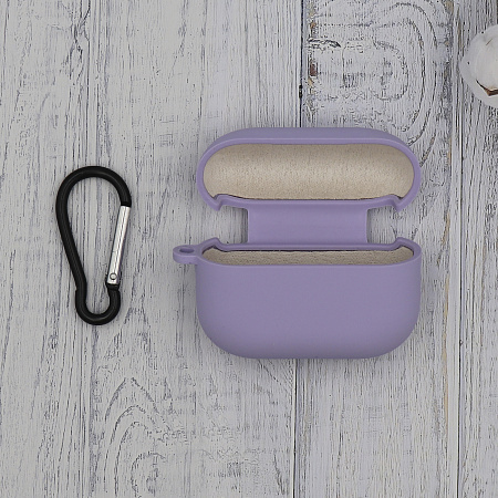 Чехол силиконовый для Airpods Pro/Pro 2, X-CASE, сиреневый с карабином