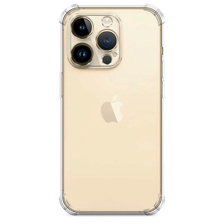 Чехол силиконовый для iPhone 14 Pro (6.1), усиленные края, с защитой камеры, X-CASE, прозрачный