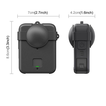 Силиконовый чехол для экшн камеры DJI Osmo 360, PULUZ, съемная защита объектива, с шнурком и карабином черный