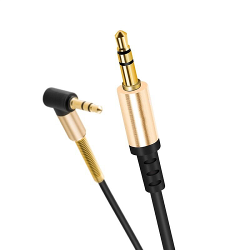 AUX Audio кабель 3,5 мм, UPA02, HOCO, черный, угловой