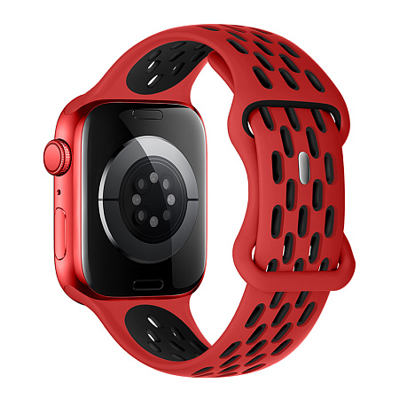 Ремешок на руку для Apple Watch 44/45/46/49 мм, силиконовый, Flexible series, WA19, HOCO, красный с черным