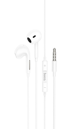 Проводные наушники M92, Plumelet wire-controlled earphones with mic, HOCO, белые
