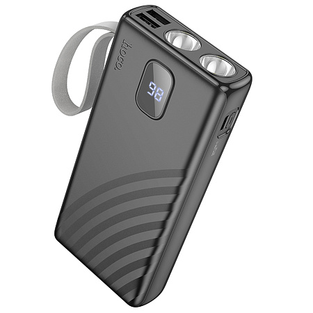 Универсальный Доп. Аккумулятор 20000mAh, J129A, HOCO, выход: 2 USB (5V/2A), фонарик, черный