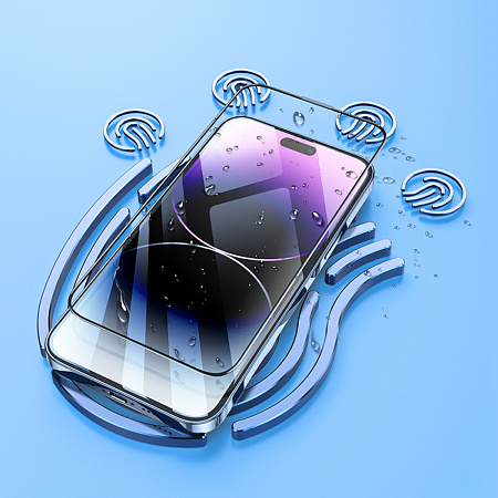 Защитное стекло на iPhone 13 (6.1)/13 Pro/14/16e, A32, HOCO, AR Anti-reflection tempered glass, черное