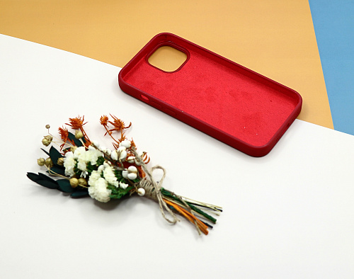 Чехол-накладка для iPhone 14, Silicon Case, без лого, бордовый