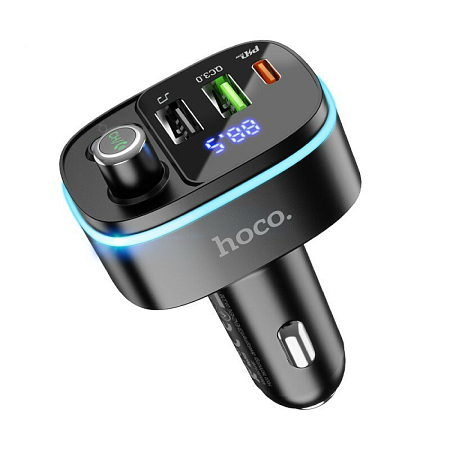 Bluetooth FM модулятор, E62, HOCO, 1 PD 20W+1 QC3.0+1 USB, черный