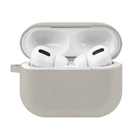 Чехол силиконовый для Airpods Pro/Pro 2, X-CASE, серый с карабином