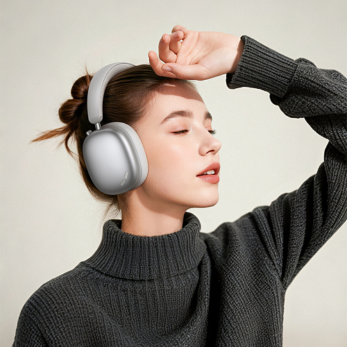 Беспроводные наушники W63 с шумоподавлением, HOCO, с поддержкой приложения, время работы 55ч, цвет серебро