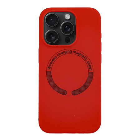 Чехол-накладка для iPhone 15 Pro, Silicon Case, магнитный (MagSafe), без лого, X-CASE, красный