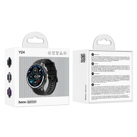 Умные часы Y24 AMOLED Smart watch Hoco с поддержкой звонков, черные
