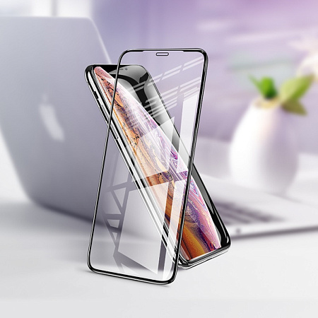 Защитное стекло на iPhone XR/11 (G1), HOCO, Flash attach full screen, черное