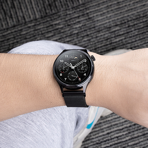 Ремешок на руку универсальный для умных часов 20мм, HOCO, WH02, Milanese loop, черный