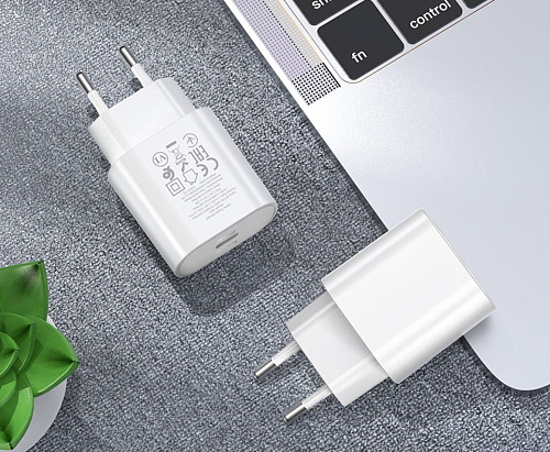 Сетевое зарядное устройство, 1 PD 25W (N22), HOCO, Безопасный сертификат, белый