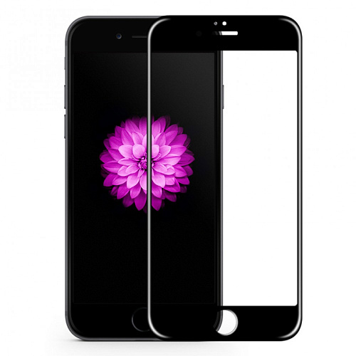 Защитное стекло на iPhone 6/6S, закруглённое, черное, X-CASE