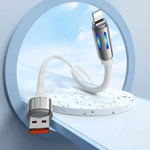 USB дата кабель Lightning, HOCO, U136, 1.2м, белый
