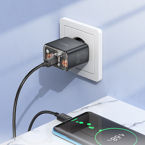Сетевое зарядное устройство, 2 PD 45W (CS43A), HOCO, черный