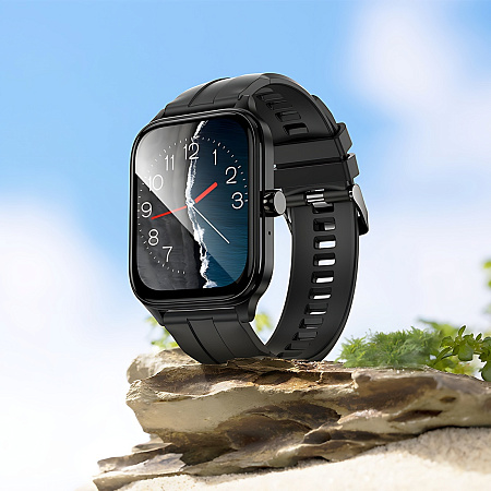 Умные часы Y27 спортивные Smart watch Hoco с поддержкой звонков, черные