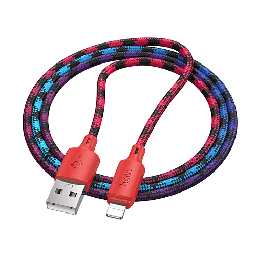 USB дата кабель Lightning, HOCO, X116, 1м, разноцветный красный с желтым или синим
