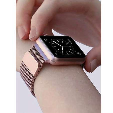Ремешок на руку для Apple Watch 44/45/46/49 мм, HOCO, WA03, Milanese loop, розовое золото