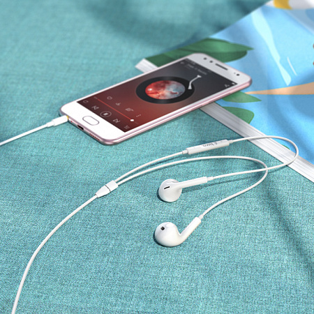 Проводные наушники M101 Max, Crystal grace wire-controled digital earphones with microphone, HOCO, белые