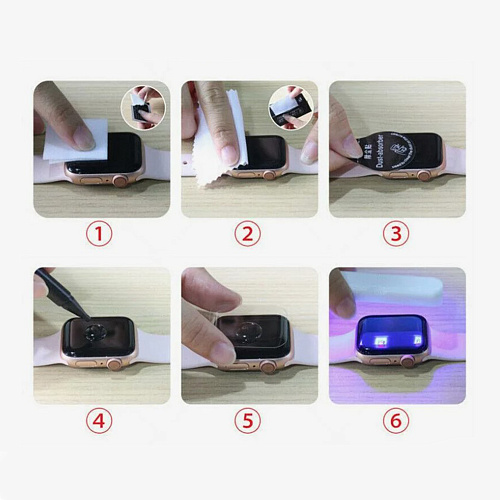 Защитное стекло на Apple Watch, 38mm, ультрафиолет, прозрачное